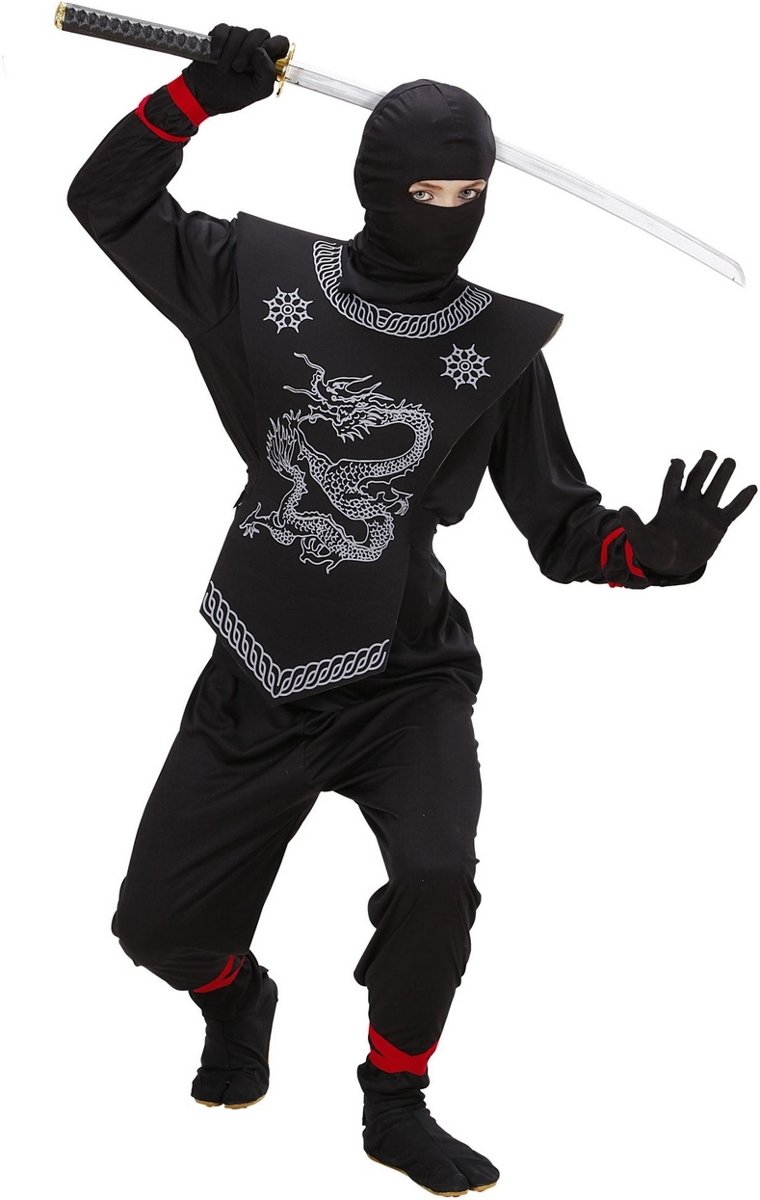 Ninja & Samurai Kostuum | Zwarte Ninja Prince Of Thieves Kostuum Jongen | Maat 116 | Carnaval kostuum | Verkleedkleding